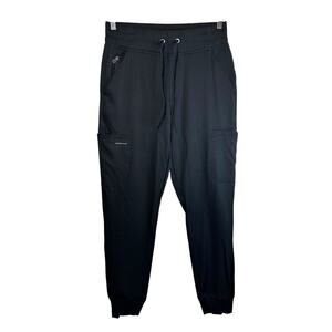 HH Works By Healing Hands Womens Rhea Jogger Scrub Pants 6 Pocket Black Small